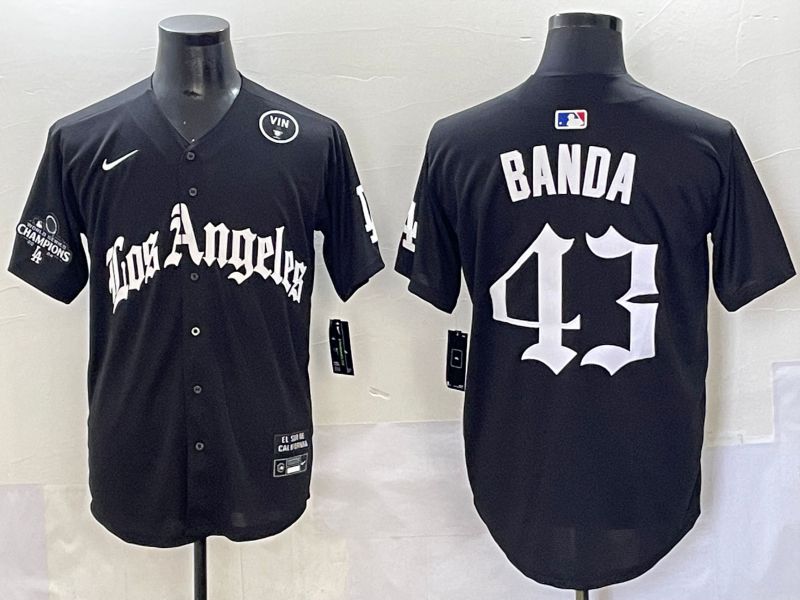 Men 2025 Los Angeles Dodgers #43 Banda Black Five generations Joint Name Nike MLB Jersey style 10